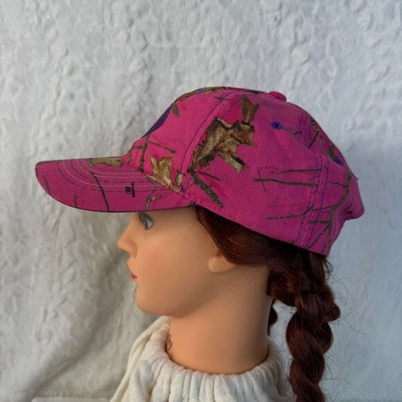 Mossy Oak Ladies Hat Pink Camo Adjustable Purple Embroidered Logo Hunting - Picture 3 of 6